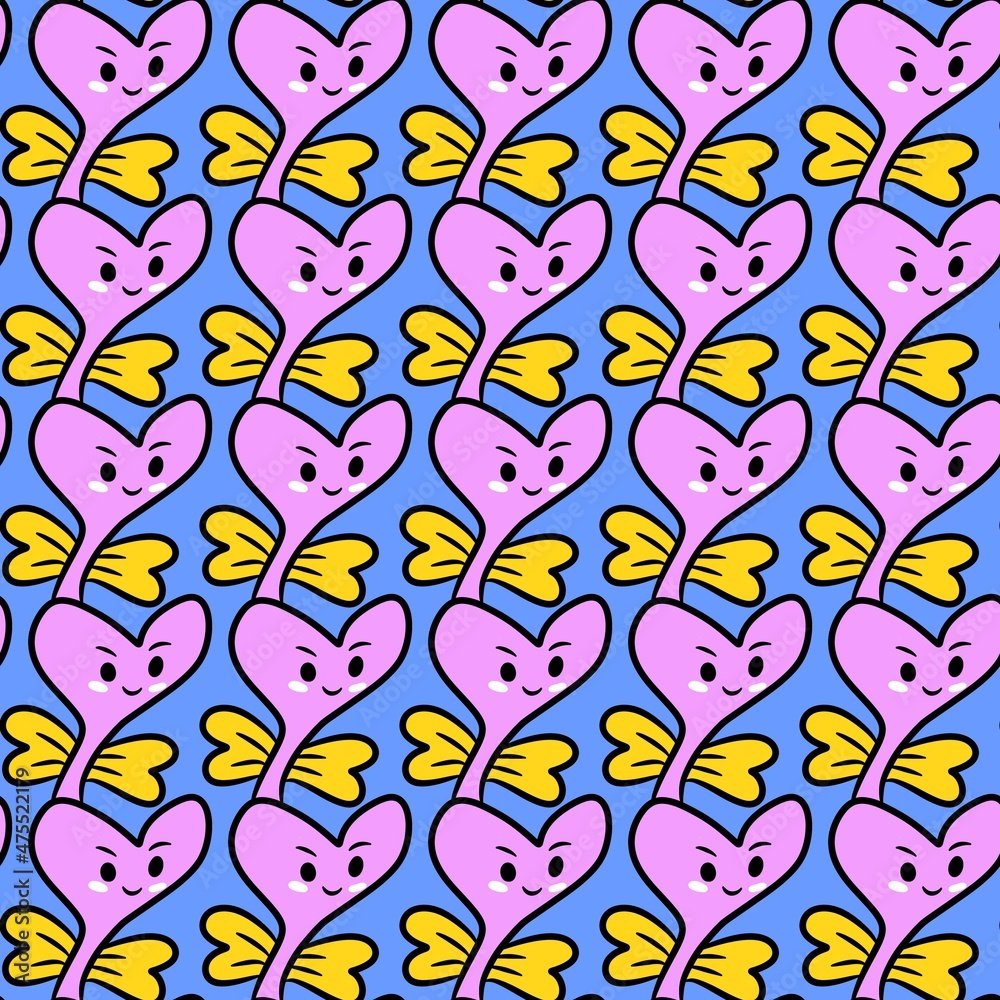 seamless pattern of heart cartoon