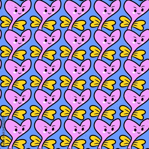 seamless pattern of heart cartoon