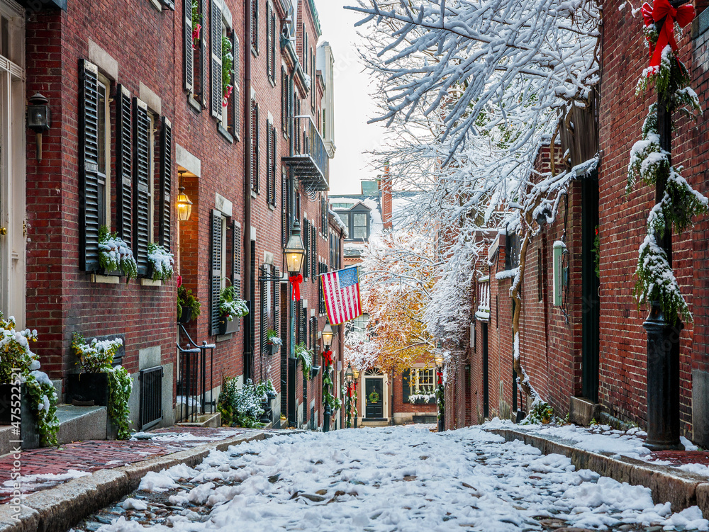 The colonial architecture of Boston in Massachusetts, USA.