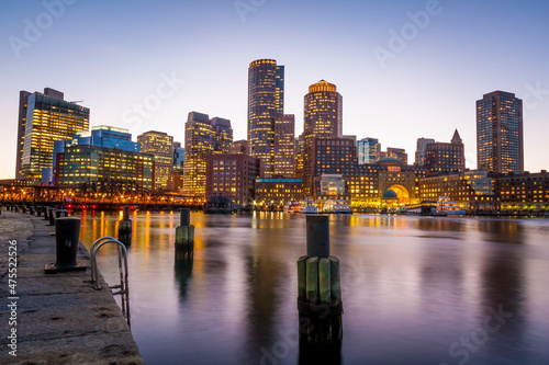 The architecture of Boston in Massachusetts  USA at Boston Harbor and Financial District.