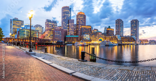 View of Boston Harbor and Financial District.