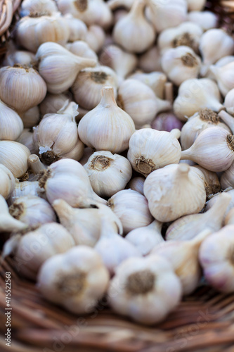 Fresh Garlic in a close-up shot.