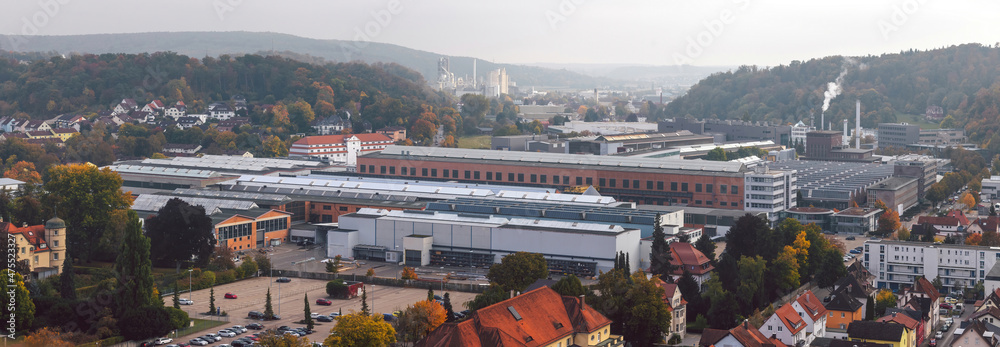 Industrial cityscape of Heidenheim an der Brenz, Germany