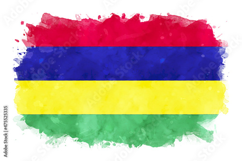 Mauritius National Flag Watercolor Illustration