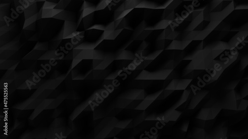 dark background image with geometric triangular structures in black and gray tones lightened by a light source positioned above it