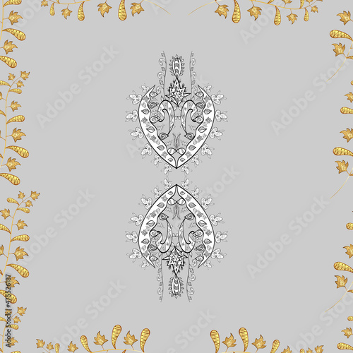 Seamless pattern with interesting doodles on colorfil background. Vector illustration.