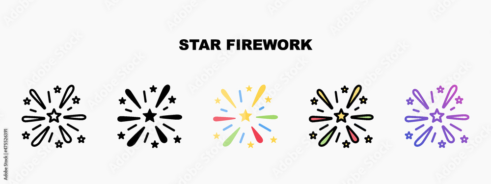Star Firework icon designed in outline flat glyph filled line and gradient. Perfect for website mobile app presentation and any other projects. Enjoy this icon for your project.