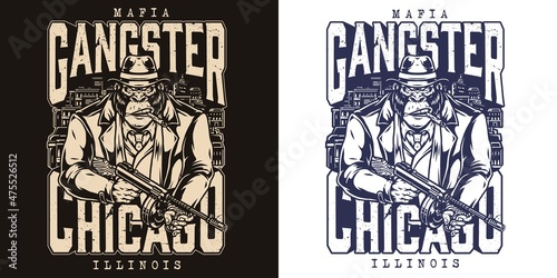 Gangster vintage monochrome emblem