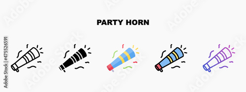 Party Horn icon designed in outline flat glyph filled line and gradient. Perfect for website mobile app presentation and any other projects. Enjoy this icon for your project.
