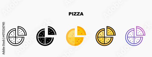 Pizza icon designed in outline flat glyph filled line and gradient. Perfect for website mobile app presentation and any other projects. Enjoy this icon for your project.