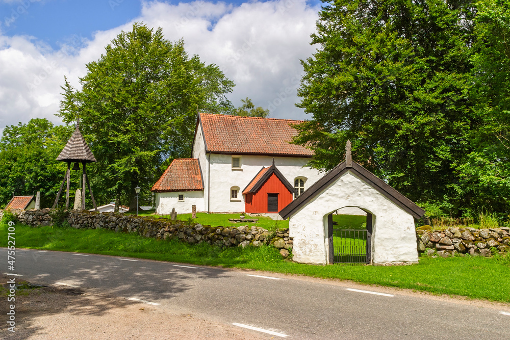 Old church by a country road in Sweden Old church by a country road in Sweden