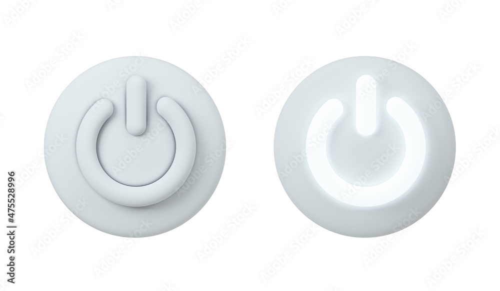 Switcher on and off buttons. 3d rendering illustration. Isolated on white. Switcher on and off buttons. 3d rendering illustration. Isolated on white.