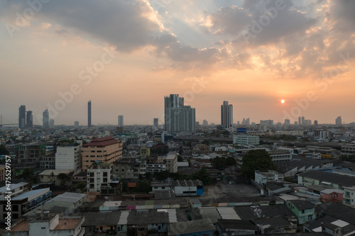 sunset over city, bangkok, Thailand