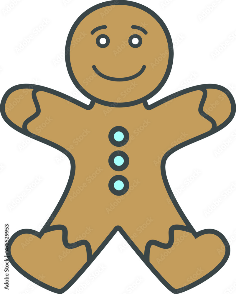 Obraz premium Gingerbread man cookie vector icon 