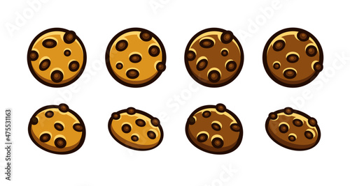 Oatmeal cookies with chocolate pieces. Isolated on white background. Vector cartoon illustration.
