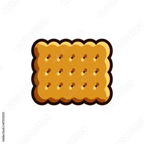 Square cookie cracker isolated on white background. Vector cartoon illustration.