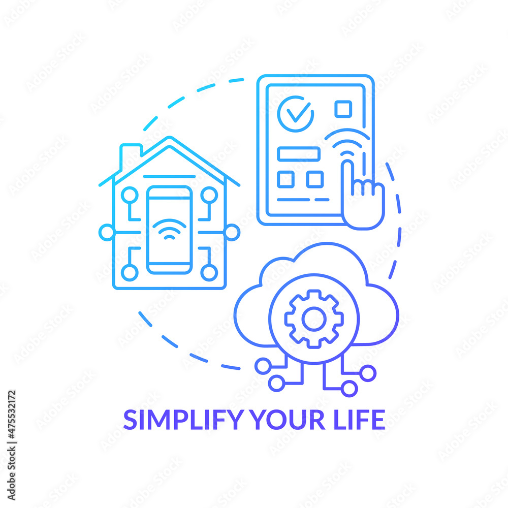 Simplify your life blue gradient concept icon. Automation advantages abstract idea thin line illustration. Isolated outline drawing. Editable stroke. Roboto-Medium, Myriad Pro-Bold fonts used