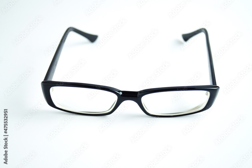 Black Eye Glasses on White background.
