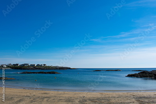 Trearddur bay Isle of Anglesey North Wales. Traditional seaside holiday resort on a summer day. Landscape aspect with copy space.