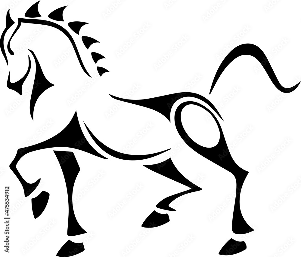 Fototapeta premium Line art simple horse vector. Suitable for use as decoration, simple minimalistic tattoo tribal or logo.