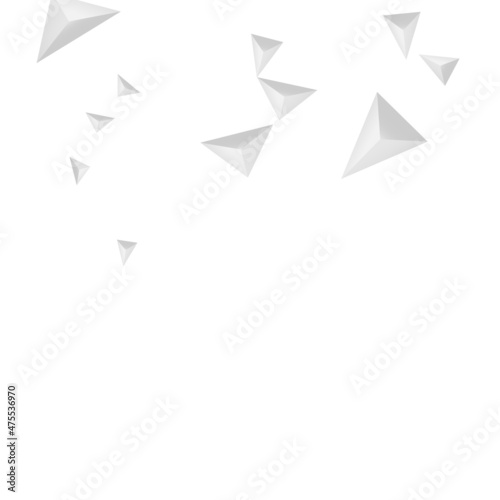 Grizzly Triangle Background White Vector. Pyramid Beauty Banner. Silver Simple Backdrop. Polygon Isolated. Greyscale Element Illustration.