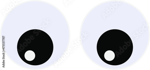 Wobbly eyes flat style design vector illustration isolated on white background. Funny, googly plastic toy eyeballs for dolls and jokes.