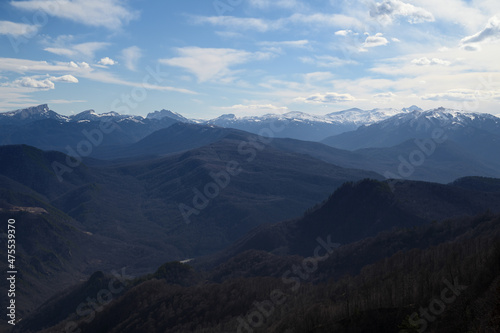 View on mountain range in winter