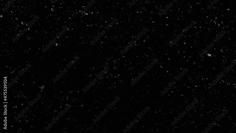 Seamless looping white scratches and dust on black backdrop. Animated grunge texture overlay. This overlay can be used in Screen Blending Mode to remove black background.