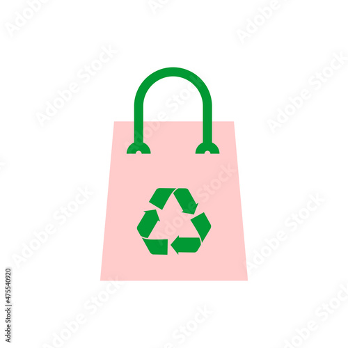 bag with recycle symbol isolated on white background. Vector illustration eps 10.