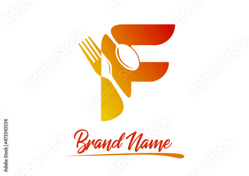 Letter F food logo design template