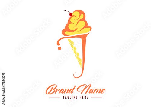 Letter J food logo design template
