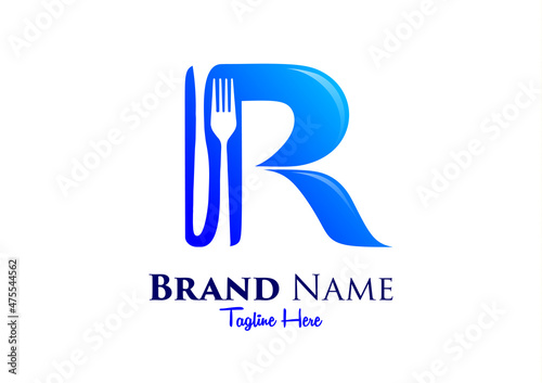 Letter R food logo design template