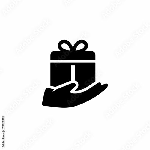 Hand holding gift globe simple flat icon vector