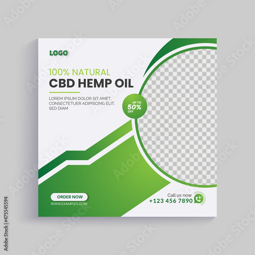 Hemp product cbd oil social media post banner template