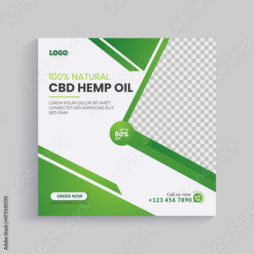 Hemp product cbd oil social media post banner template