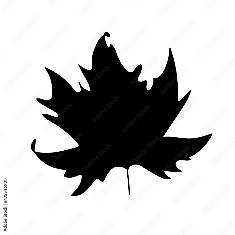 Autumn leaf silhouette on white background. Simple Autumn leaf Autumn leaf silhouette on white background. Simple Autumn leaf