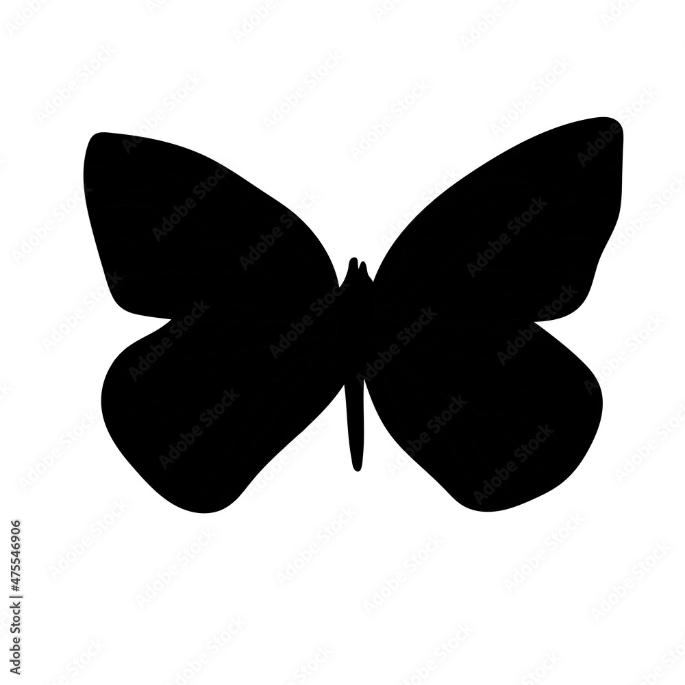 Butterfly silhouette on white background. Simple Butterfly silhouette