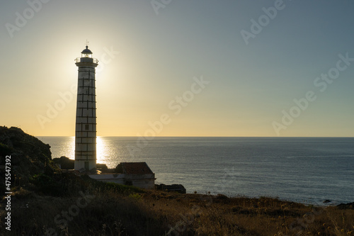 faro di Ustica in Sicilia al tramonto