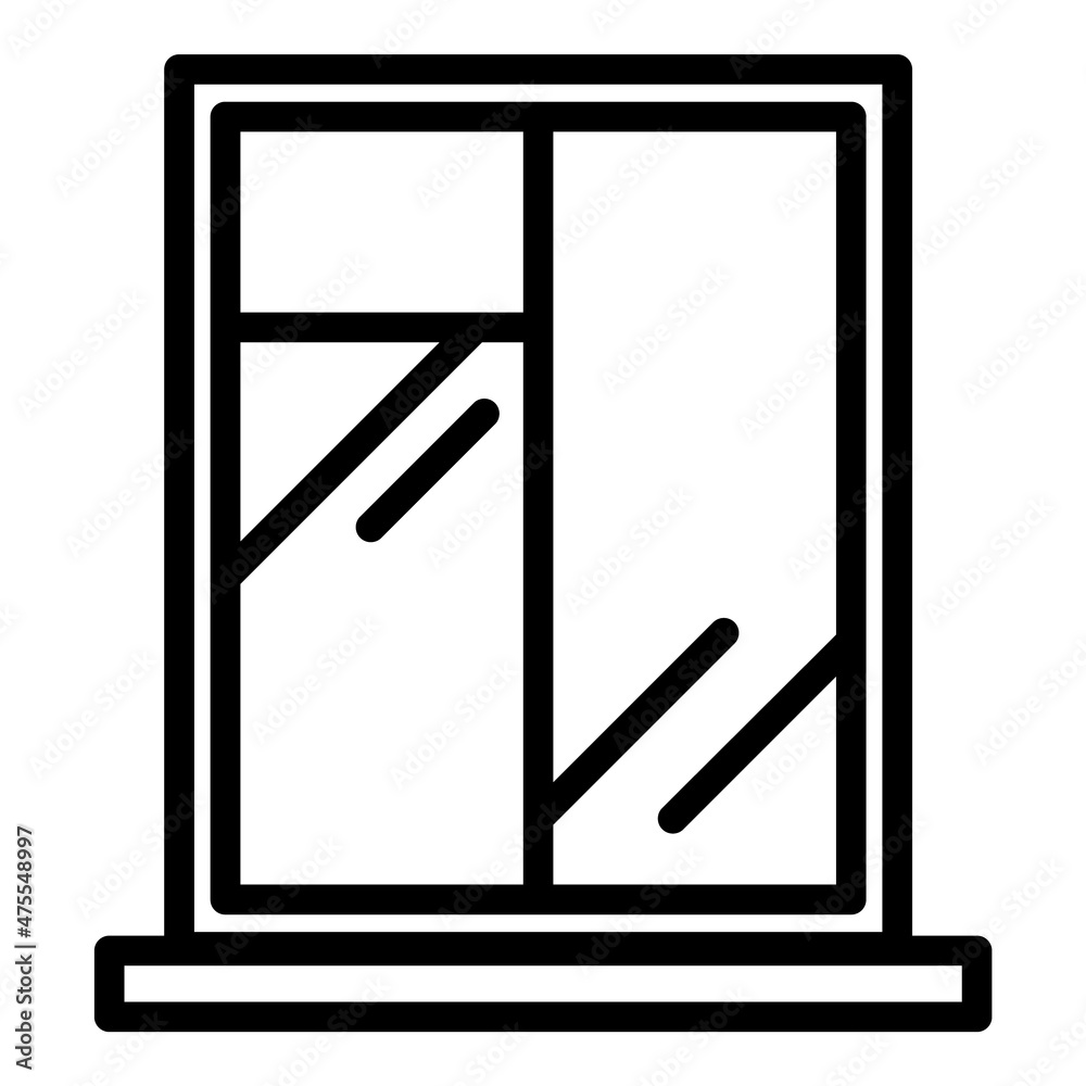 Exterior Building Window Flat Icon Isolated On White Background