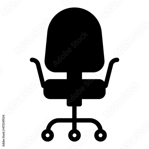 Office Furniture Chair Flat Icon Isolated On White Background