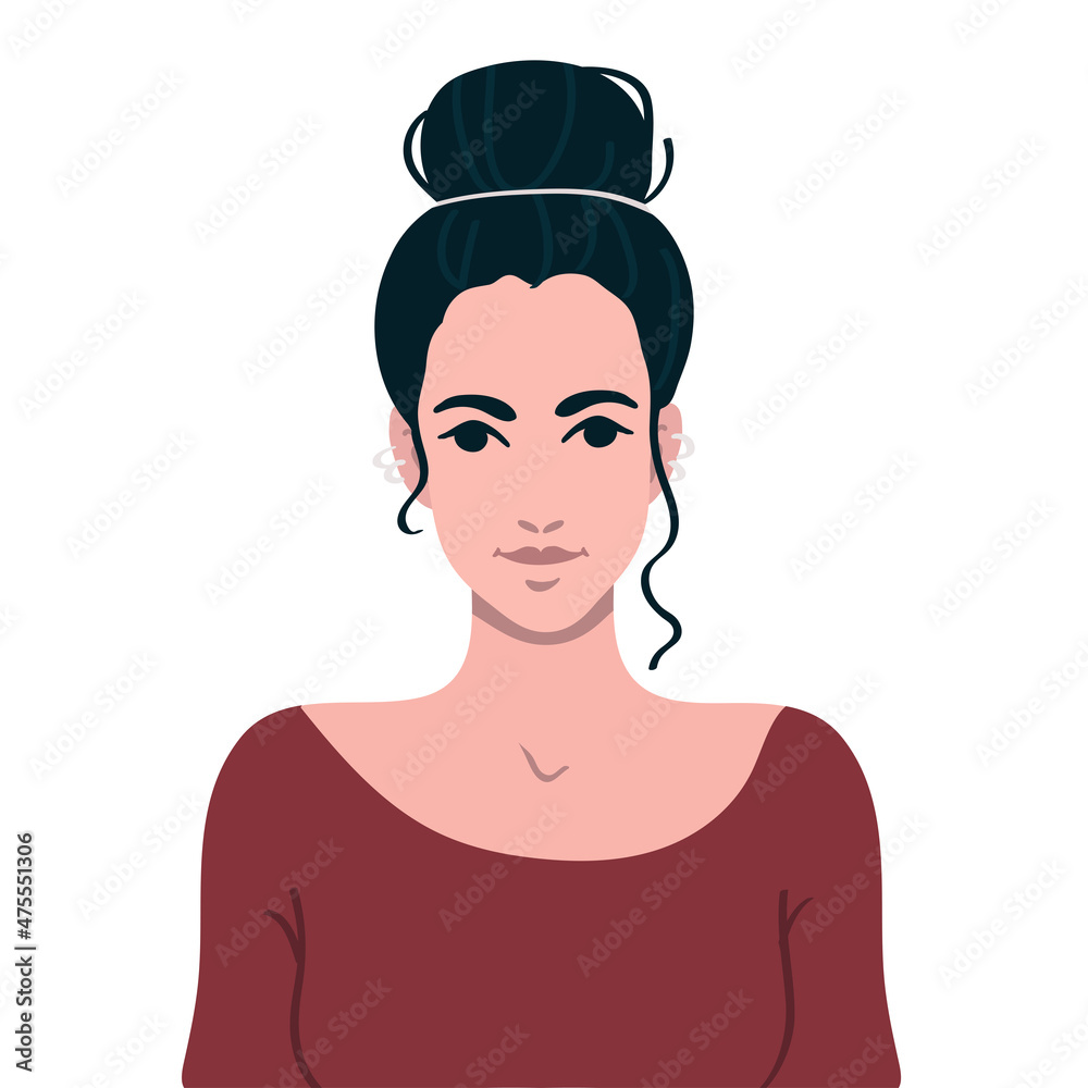 Portrait of a young pretty girl.Flat vector graphics. Portrait of a young pretty girl.Flat vector graphics.