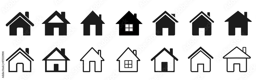 House icons set. Real estate icon. Flat style houses symbols for apps and websites.