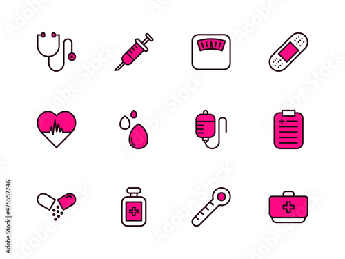 Medical Icon Set Filled Outline