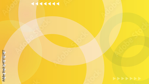 Abstract gradient yellow background with circular shapes and arrows. Vector stock illustration.