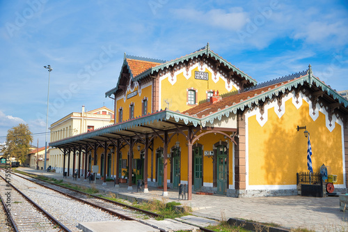 Greece, Volos Railway Station, Vintage Architecture. emblematic building of the city of Volos photo