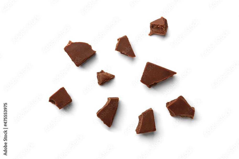 Broken chocolate isolated on white background. Broken chocolate isolated on white background.
