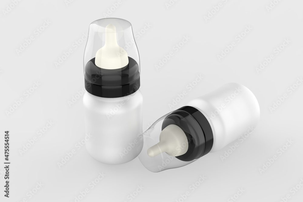 Baby Milk Feeding Bottle with Wide Neck, Anti-Colic for Easy Milk Flow, For Babies and Toddlers. 3d illustration Baby Milk Feeding Bottle with Wide Neck, Anti-Colic for Easy Milk Flow, For Babies and Toddlers. 3d illustration