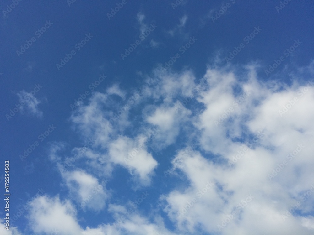 clear blue sky with white clouds