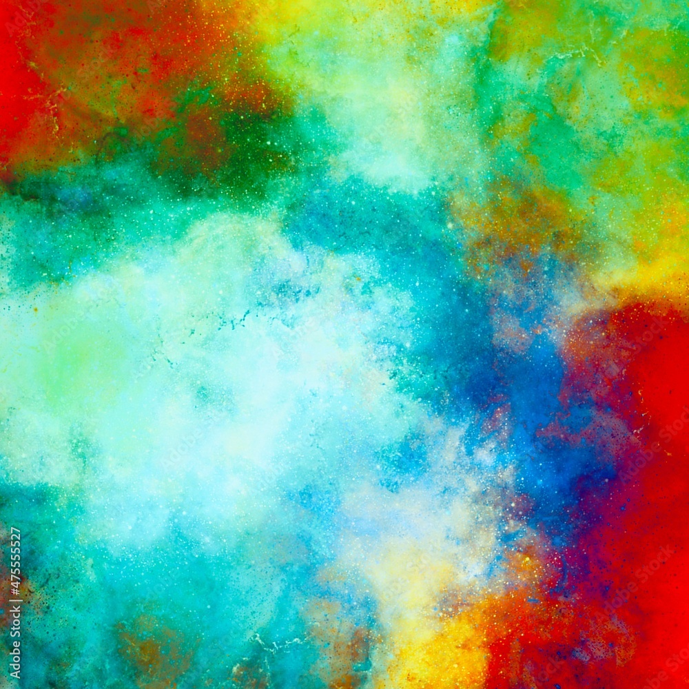 Coloured square background made with powder texture, creative concept of galaxy design, Universe idea graphic, mixed colour with powdered painting, fluid illustration, backdrop for social media
