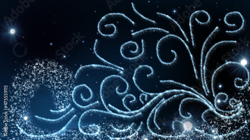Winter background with frosty pattern and shiny stars